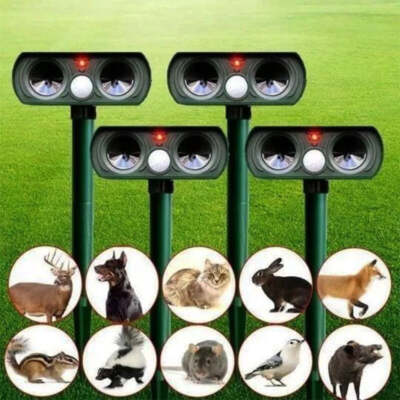 Animal Repeller Ultrasonic Solar Power Outdoor Pest Cat Mice Deer Solar Powered