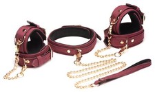 6 Piece Velvet Bondage Set Collar Leash Wrist Ankle Restraints BDSM Submissive