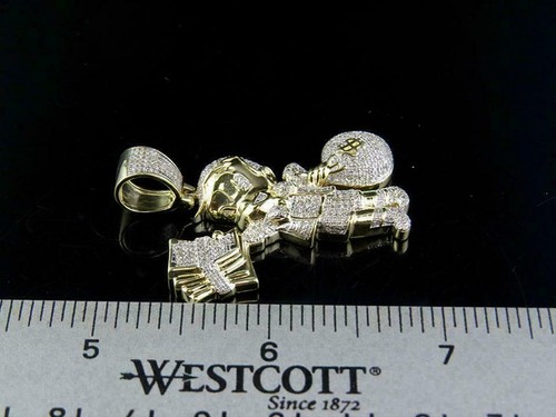 2 Ct Round Diamond Men's Richie Rich Money Bag Pendant 14k Yellow Gold Over - Bild 5 von 5