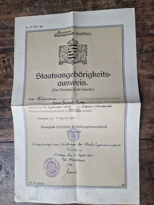 Antique Certificate Free State of Saxony Issued Zittau City Council 1921