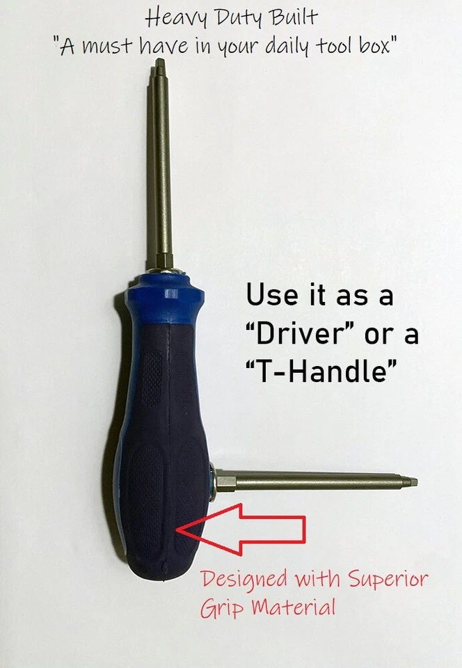 Heavy Duty Super Grip Hybrid Hand Tool T-Handle/Screwdriver 1/4" Hex Bit Holder - Image 2 of 4