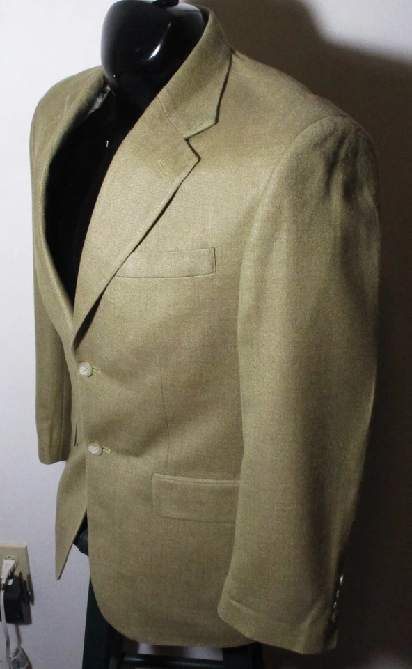 Blazer Traje Chaqueta Para Hombre OSCAR De La RENTA Tostado Seda Talla 38 Corto Foto 4 de 4