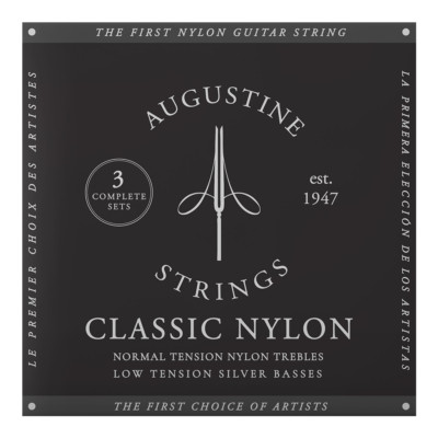 3er-Pack Augustine CLASSIC Black Label klassische Gitarrensaiten mit niedriger Spannung