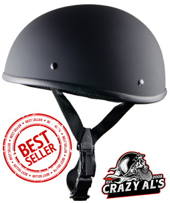 Crazy Al's WORLD'S SMALLEST LIGHTEST SOA Style DOT Flat Black Half Helmet 