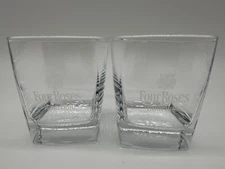 Four Roses Bourbon 3" Square Bottom Old Fashion/Rocks Glasses Set Of 2