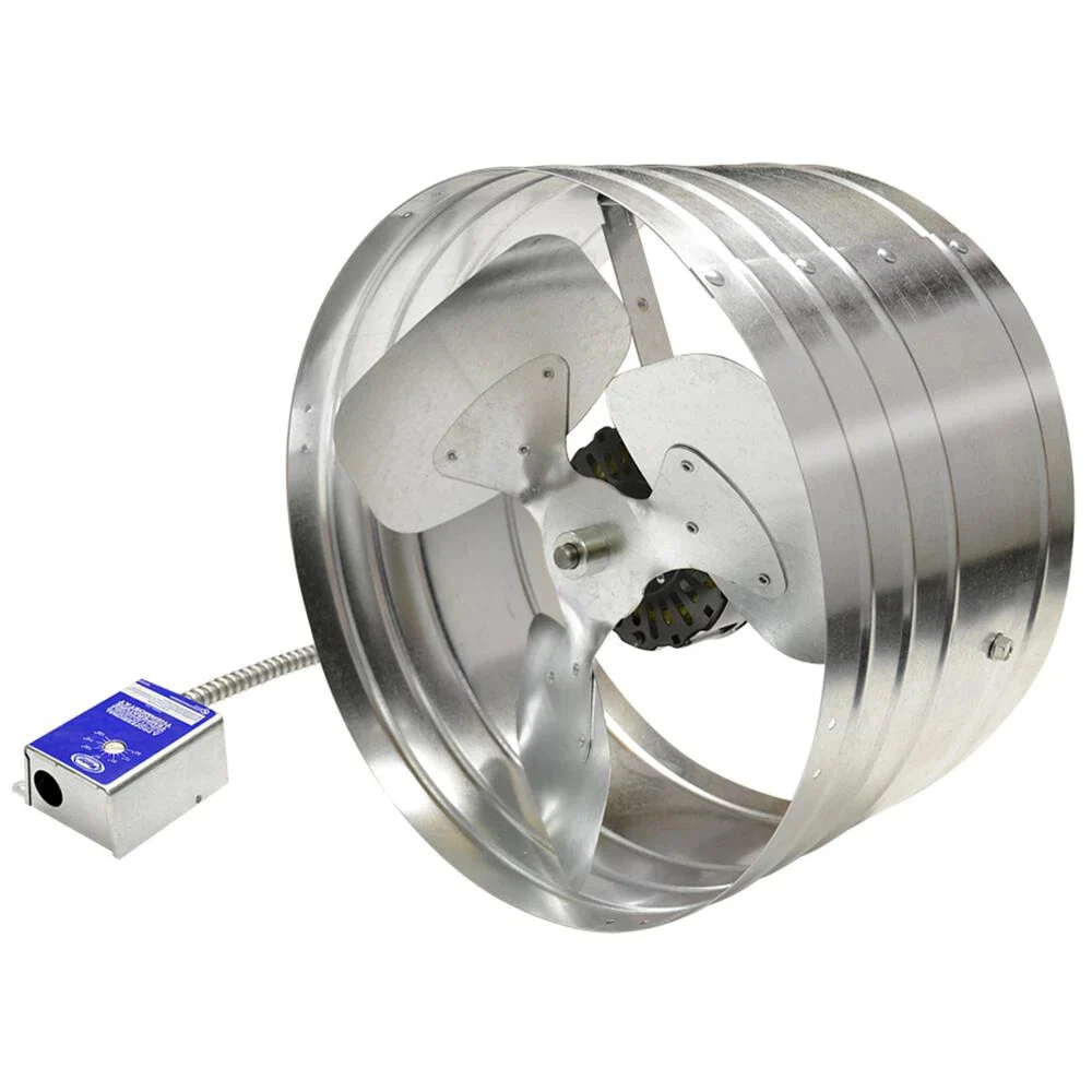 Master Flow Electric Attic Fan Gable Mount Silver Adjustable Thermostat  1600-CFM | eBay
