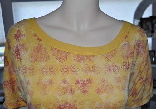 Camisa Mudd Amarilla Floral Gran Tamaño Bandas Manga Corta Jr Niñas Mujeres Top-talla M - Imagen 2 de 5
