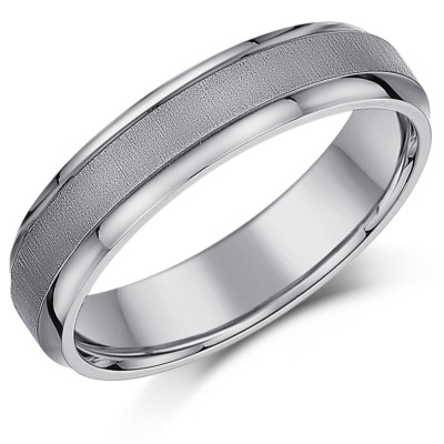 5 mm Titan Ring Satin mittig Ehering matt & poliert