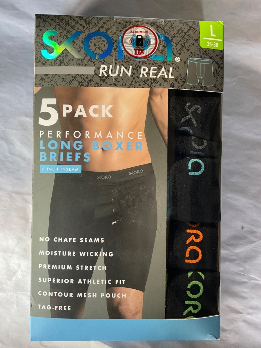 Skora Pack Run Real Performance Long Boxer Briefs 8” Inseam New