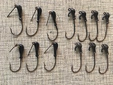 13 New 1/8 oz Black Jig Heads..2 different types of bait holders & size hooks !!