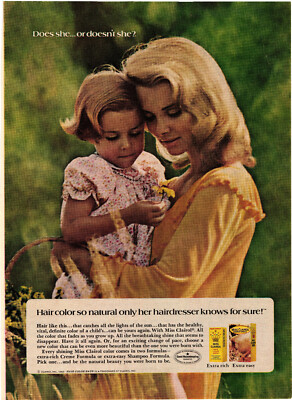 Miss Clairol Hair Color Print Advert Mother & Child Does She... Or Doesn't She?