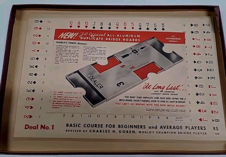 Antique AUTOBRIDGE Bridge Game  Playing Board With 12 Sheets Instructions & Box - Image 2 of 3