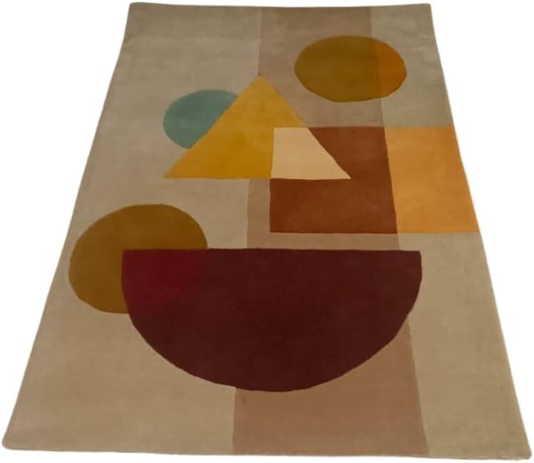 Alfombra matemática con estampado geométrico hecha a mano alfombra acolchada de lana para decoración