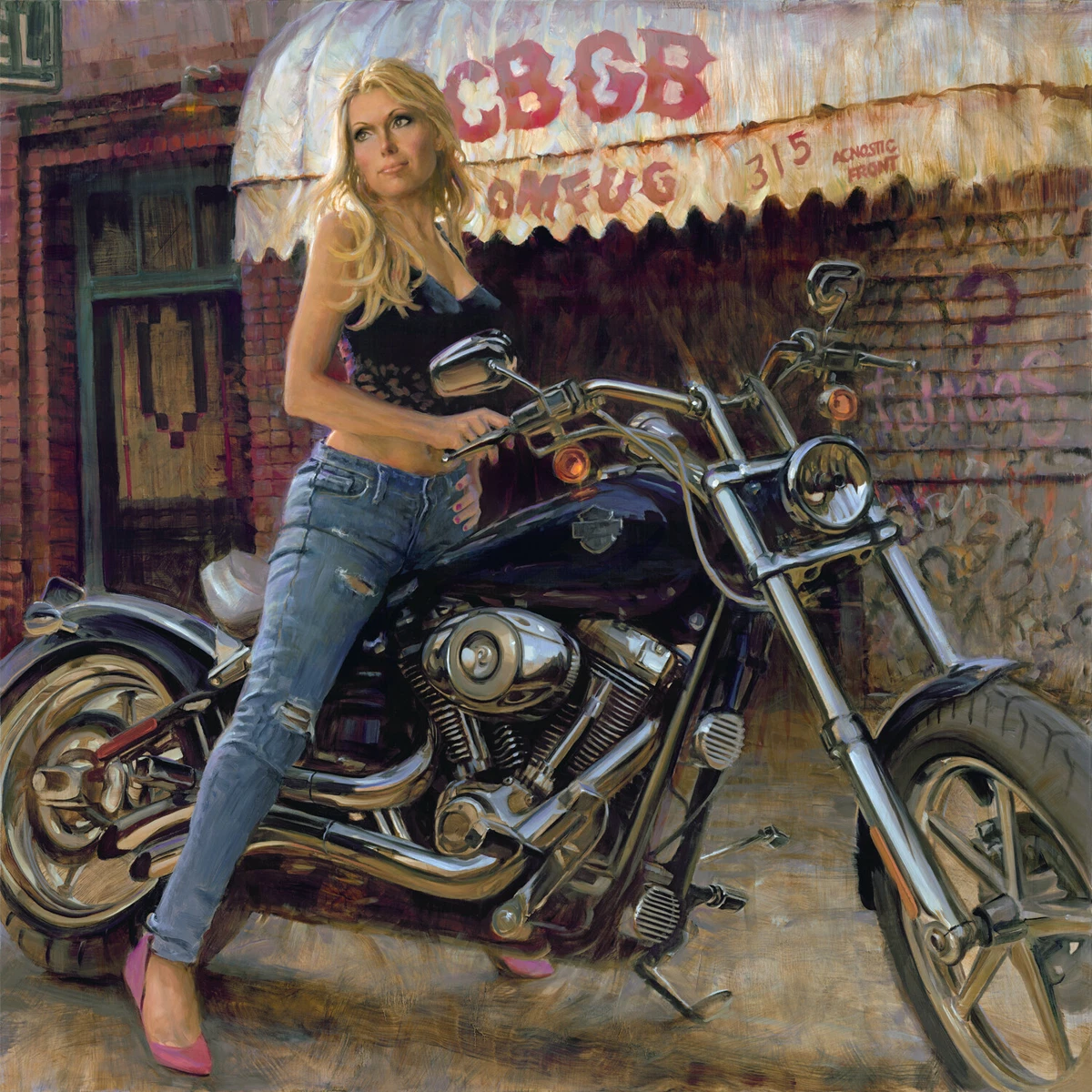 Harley Davidson Motorcycle Girl Poster Art Print