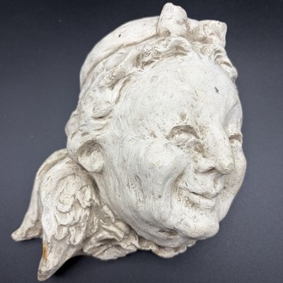 Vintage Plaster Sculptural Wall Hanging~Old Woman s Face~Comedic or Angelic (?)