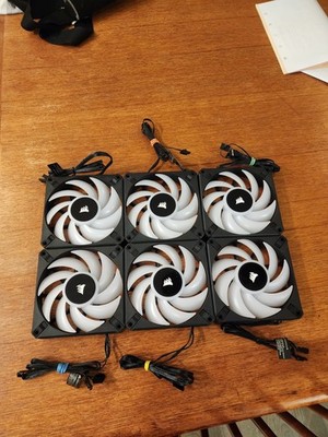6 X Corsair AF120 RGB Elite Black 120mm PWM Premium Case Fan - Never Used 