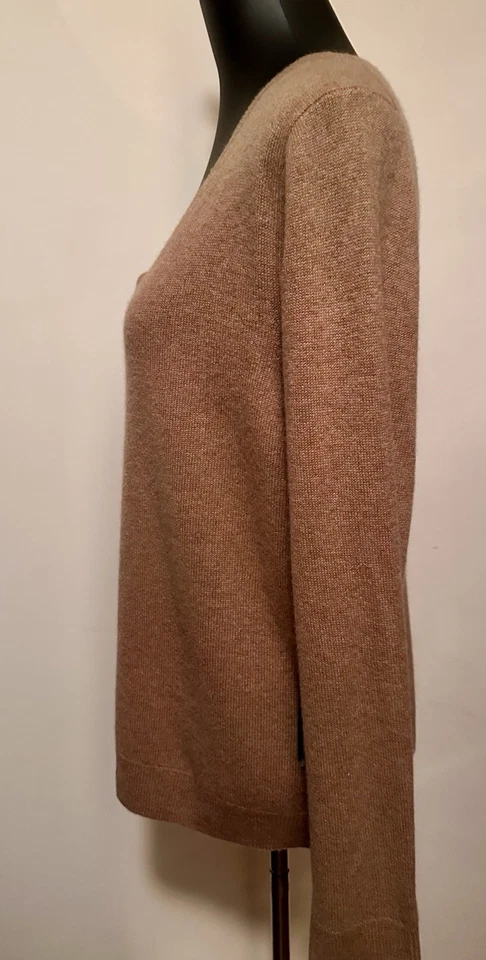Nuevo con etiquetas Suéter Pullover Tahari 100% 2 Capas Cachemira Cuello en V Camel Talla XL Foto 3 de 4