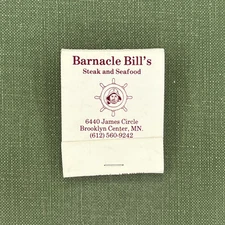 Barnacle Bill’s Steak & Seafood Brooklyn Center Minnesota Rare Vintage Matchbook