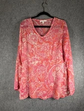 VTG TGM Top Women 18/20 Pink Semi Sheer Paisley Print Whimsical Fairy Boho Y2K