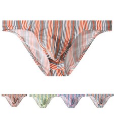 Striped Low Rise Men Briefs Underwear Elastic Breathable Soft Stretch Waist