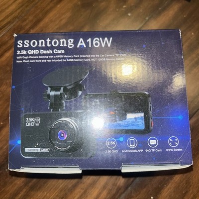 Dash Cam Ssontong A16W 2.5K QHD with 64GB Card Front Wi-Fi