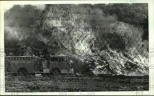 1991 Press Photo Fire truck in front of large fire in Watervliet, New York