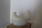 New ListingVintage Milk Glass Hen On Nest Covered Candy Dish Split Tail MCM