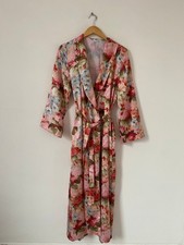 David Nieper Women Dressing Gown Medium Floral Print Robe Satin Belt Pockets