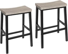 Set of 2 Kitchen Counter Seat with Footrests, Industrial Barstools Dining Room