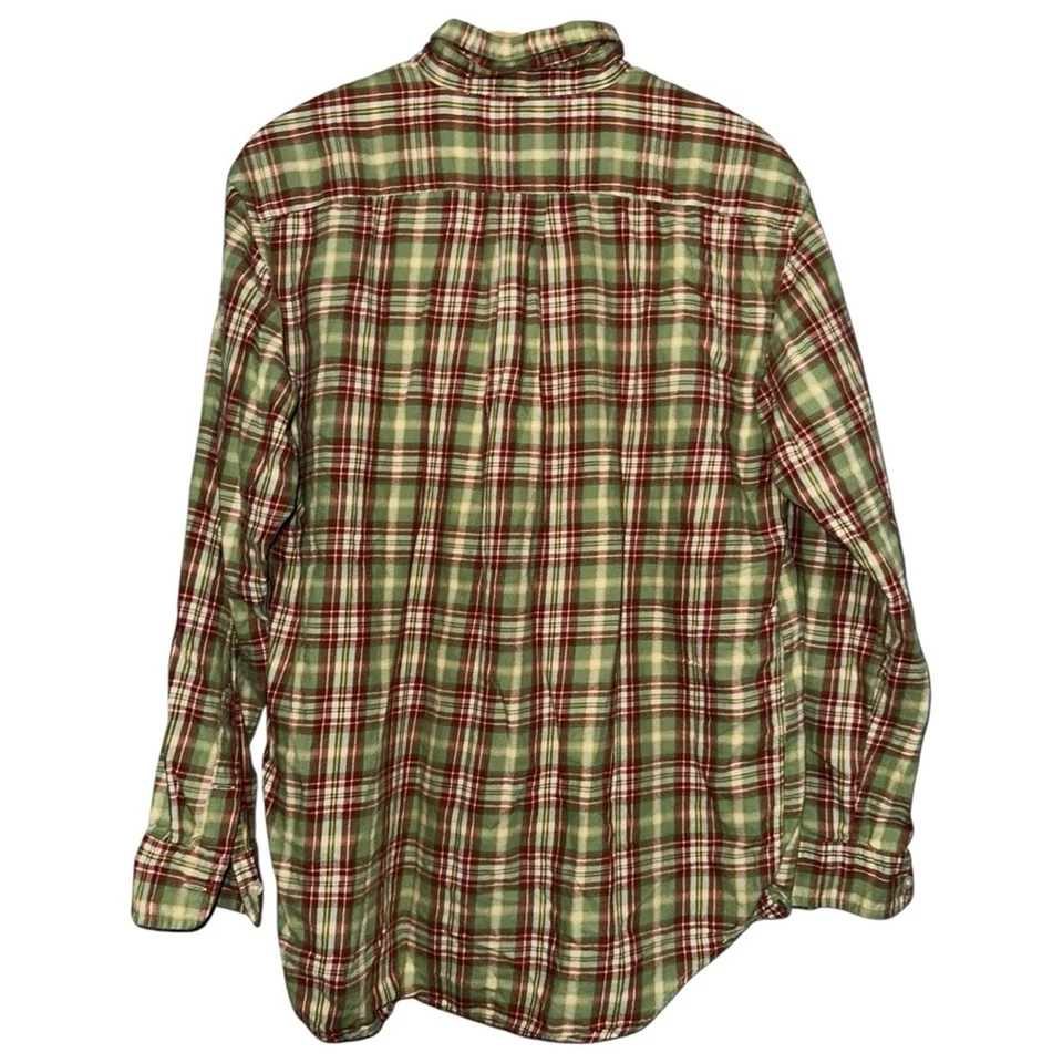 Camisa Polo Ralph Lauren Vintage Para Hombre Talla XL Verde Rojo Franela a Cuadros Abotonada Foto 3 de 4