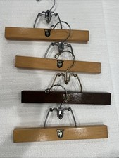 Lot of 4 Vtg Royal German 10" wood Pant Hangers Skirt trouser Clamp Hangers