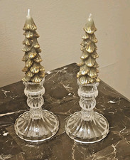 Christmas Tree Candles with Glass Candle Holders Set