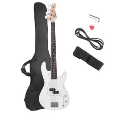 Glarry Electric Bass Guitar Full Size 4 String 39" Right Handed, White
