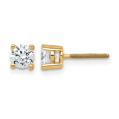 14k Gelbgold 3/4 Karat im Labor gezüchteter Diamant VS/SI + G + rund komplett vier Krappen