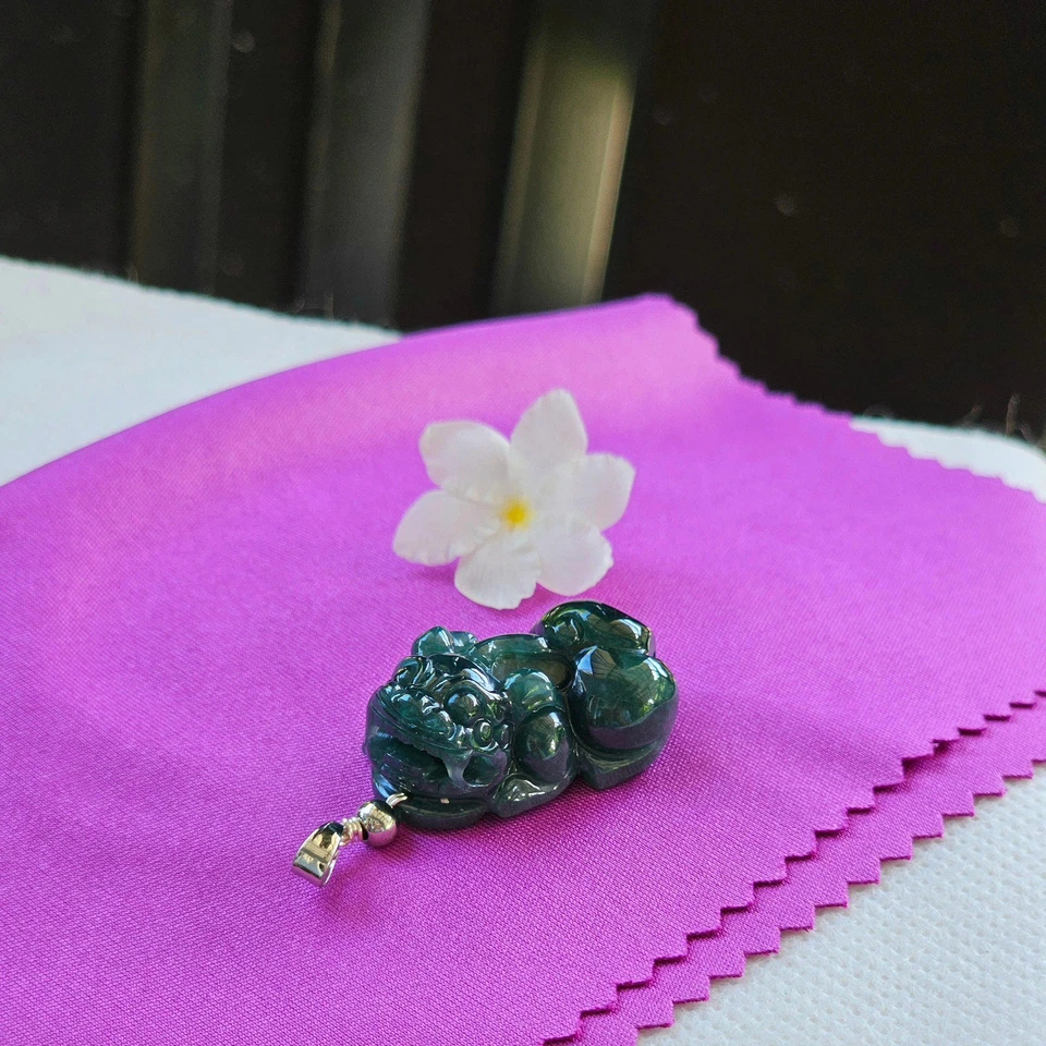 Colgante Pixiu Textura Transparente Azul Océano Jade Alta Calidad Natural Tipo A Foto 2 de 4