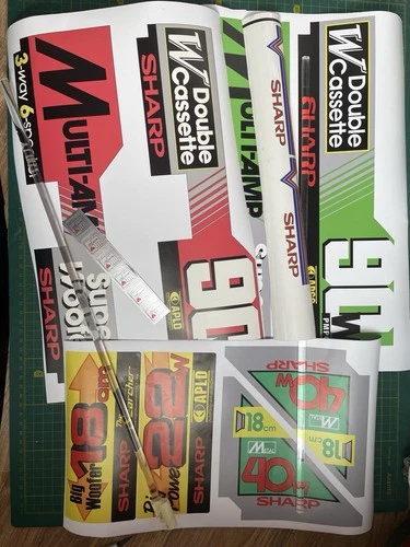 sticker set, 7 Sharp GF JAPAN Boombox Double Cassette