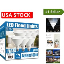Dimmable Par38 LED Flood Lights - 1800 Lumens, 20W Pack of 6 for Outdoors