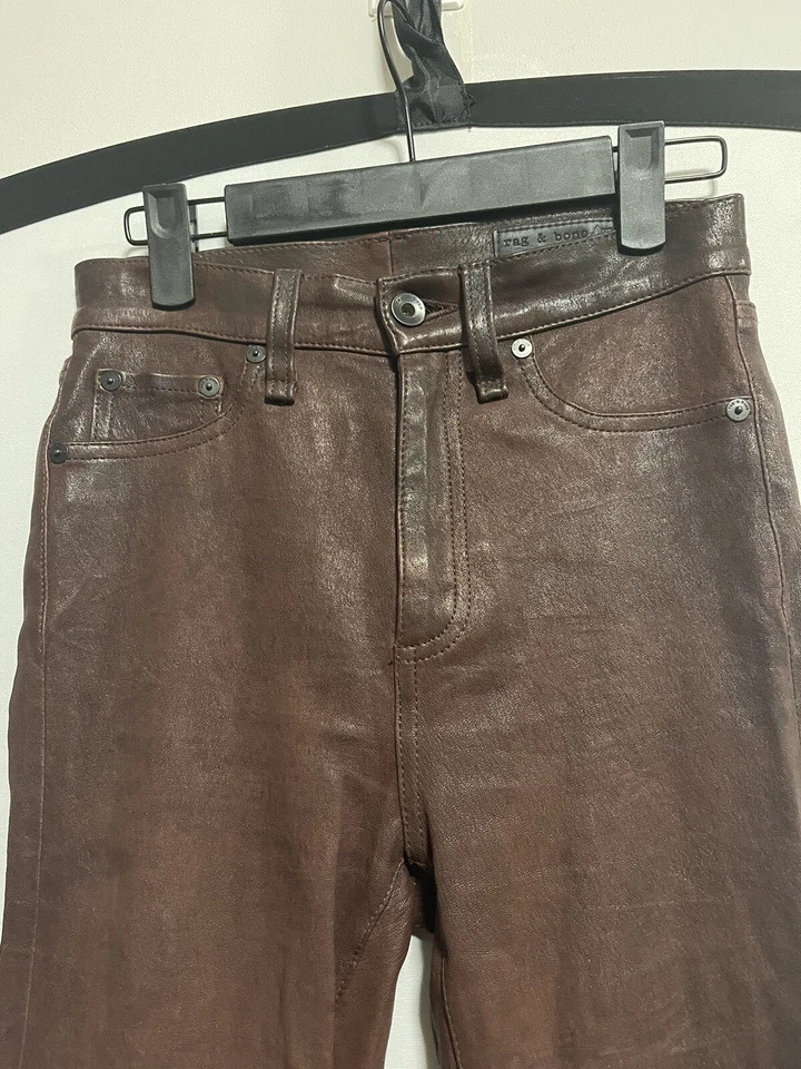 Rag And Bone Retro Burgundy Leather Pant Size 24. Excellent Condition! - Image 3 of 4