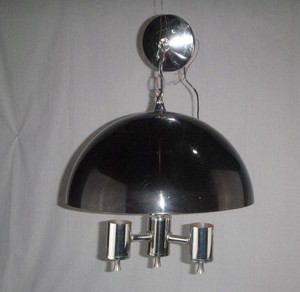 Vtg Mid Century Mod Smoked Lucite Acrylic Dome Chrome Ceiling
