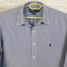 Ralph Lauren Shirt Men's 17 Blue Check Yarmouth Long Sleeves Button Down