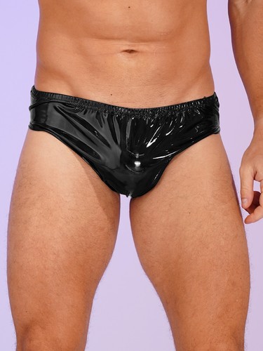 Slip uomo sexy pelle intimo wet look elastico in vita mutande lingerie - Foto 6 di 87