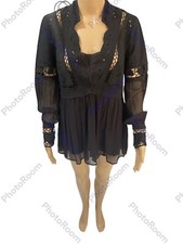 Preowned Free People In Dreamland Babydoll Crachel Boho Dress Size Medium 