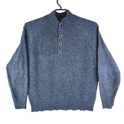Mens Blue GAP Sweater 1/2 Button-Up Mock Neck Long Sleeve Size XL