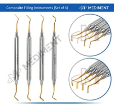 4 Pcs Dental Composite Filling Instrument Gold Titanium Coated Restorative Kit