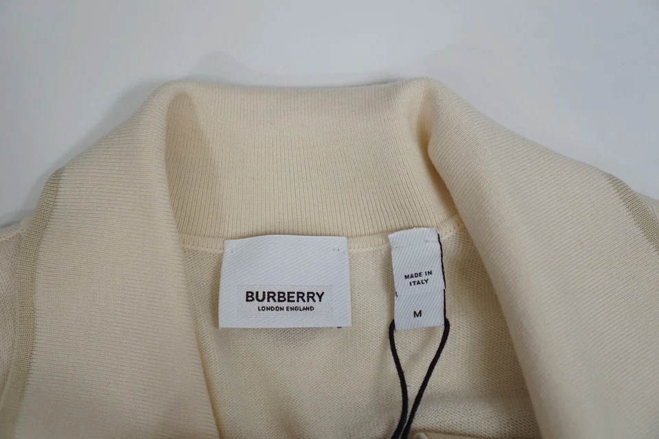 Camisa Burberry Mujer Lana Seda Mangas Largas Cuello Polo Maíz Hecha en Italia M Foto 2 de 4