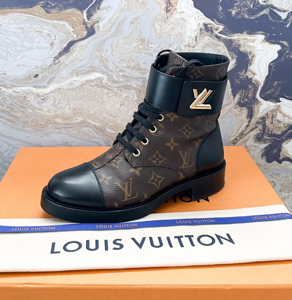 Louis Vuitton LV Monogram Wonderland Flat Ranger Combat Boots