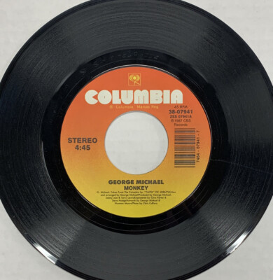 45 rpm Vintage 7  Vinyl Pop Single Hit Record George Michael - Monkey
