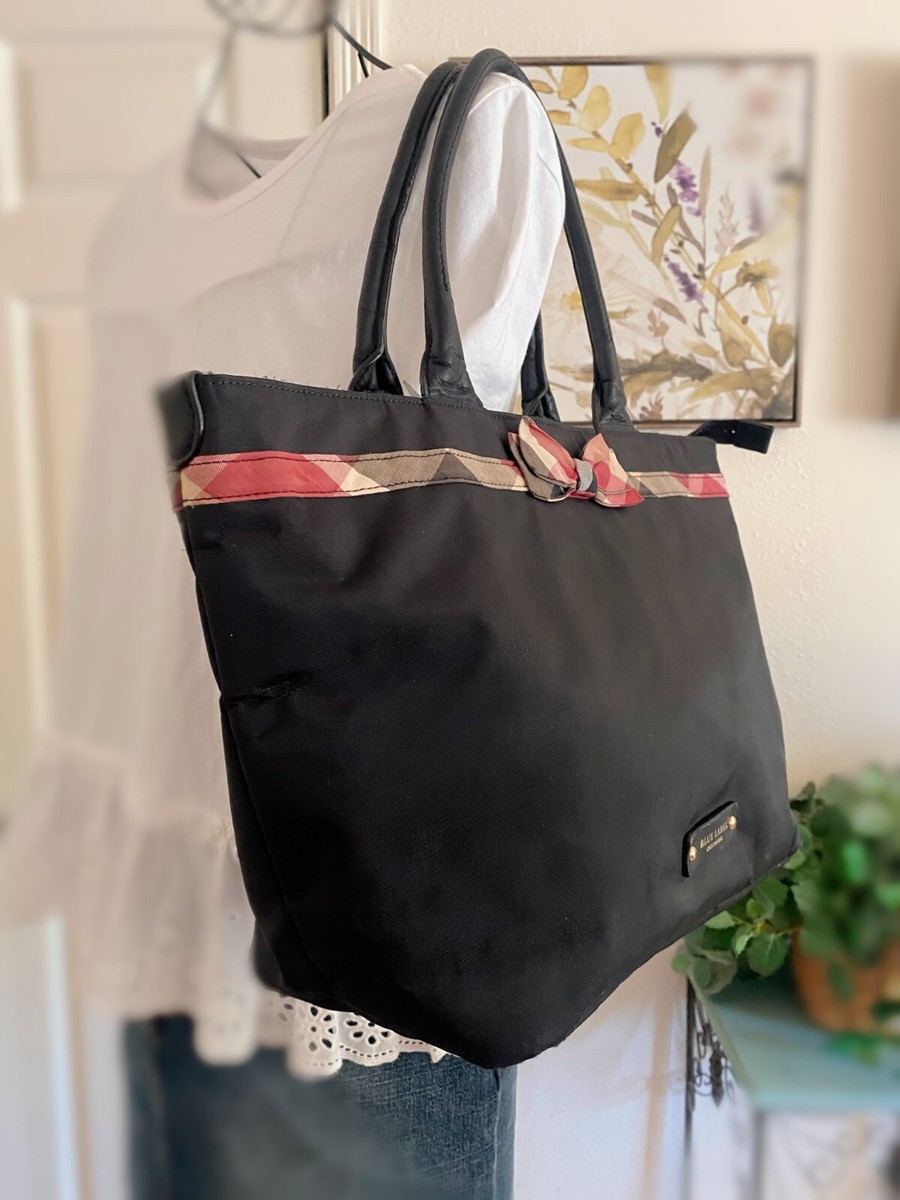 Auth BURBERRY BLUE LABEL Japan Large Tote Bag Nova Check Bow Auth BURBERRY BLUE LABEL Japan Large Tote Bag Nova Check Bow