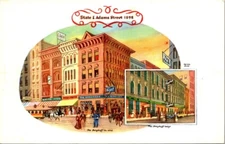 STATE & ADAMS STREET 1898 Chicago, Illinois IL BERGHOFF RESTAURANT Postcard