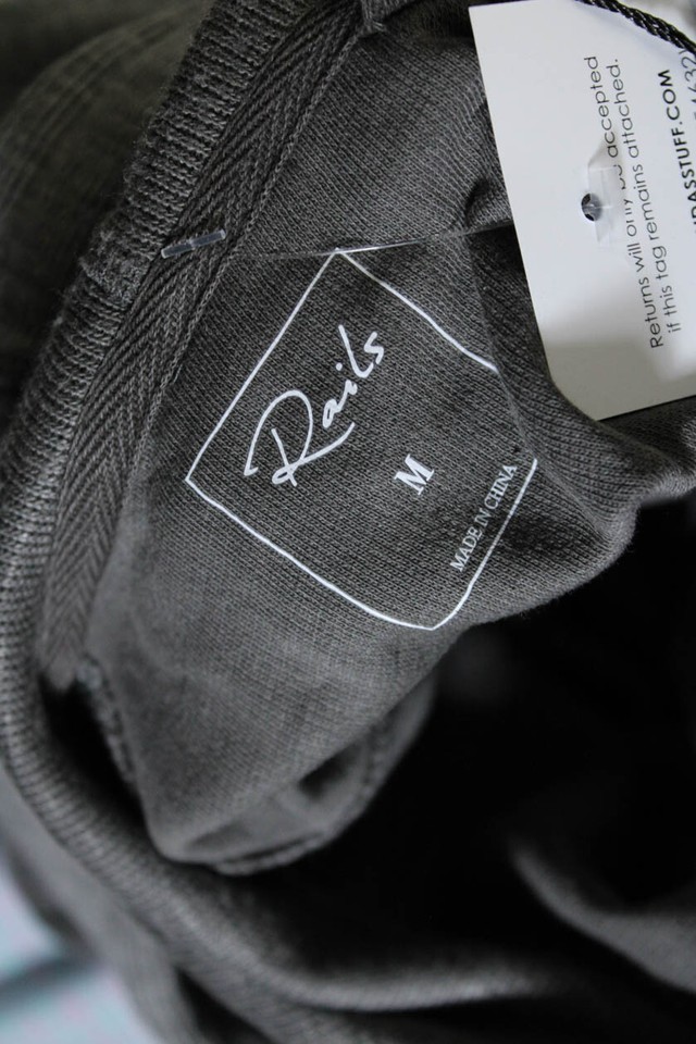 Rails Mens Mammoth Hooded Pullover Knit Sweatshirt Gray Cotton Size